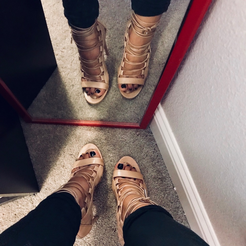 Aquazzura Tan strapping heels